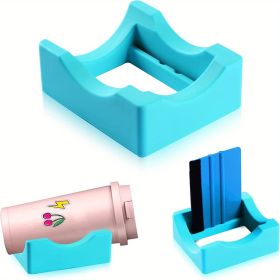 Silicone Cup Cradle For Tumblers With Built-in Slot; Anti-Slip Water Cup Holder For Tumblers/Coffee Cups/Glass/water Bottles/Cans - Blue