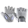 1 Pair Training Gloves Non-slip Fingerless Palm Protector Unisex Sweat-wicking Ridding Gloves for Outdoor Sports - Grey - L