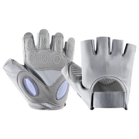 1 Pair Training Gloves Non-slip Fingerless Palm Protector Unisex Sweat-wicking Ridding Gloves for Outdoor Sports - Grey - S