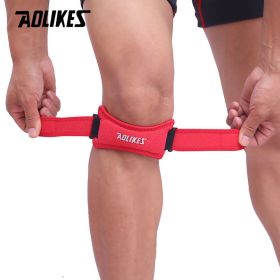 Aolikes 1pc Adjustable Knee Strap; Patellar Tendon Pressurized Protector; Support Slider Pad Guard For Badminton Running - Red