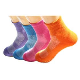 4 Pairs Adult Non-Skid Socks for Yoga Pilates Ballet Mens and Womens Comfy Slipper Socks - Default