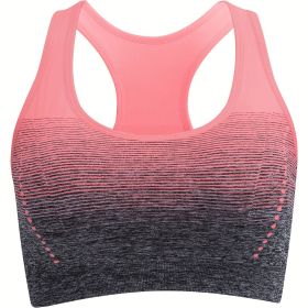 1pc/2pcs/3pcsMedium Support Two Tone Racer Back Sports Bra, Fitness Workout Running Yoga Bra - Pink - L(8/10)