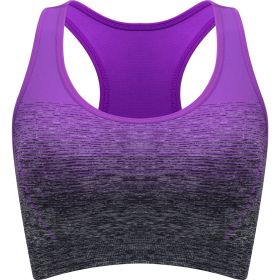 1pc/2pcs/3pcsMedium Support Two Tone Racer Back Sports Bra, Fitness Workout Running Yoga Bra - Purple - XL(12)