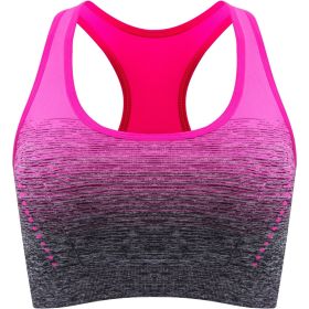 1pc/2pcs/3pcsMedium Support Two Tone Racer Back Sports Bra, Fitness Workout Running Yoga Bra - Rose Red - S(4)