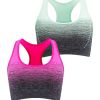 1pc/2pcs/3pcsMedium Support Two Tone Racer Back Sports Bra, Fitness Workout Running Yoga Bra - Green+Rose Red - L(8/10)