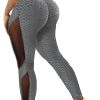 Honeycomb Mesh Contrast Leggings, Sporty Skinny High Waist Lifting Yoga Leggings, Women's Clothing - Grey - XL(12)