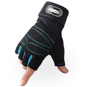 Gloves Weight Exercises Half Finger Lifting Gloves Body Building Training Sport Gym Fitness Gloves for Men Women - sky blue - XL