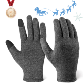 Winter Gloves Thermal Touch Screen Thermal Windproof Warm Gloves 1Pc Arthritis Gloves Woman Rheumatoid Magnetic Therapy Glove - Gray - L