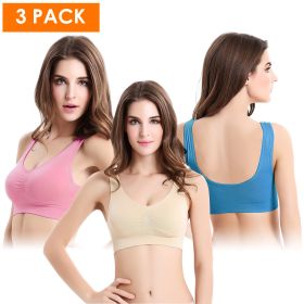 3 Pack Sport Bras For Women Seamless Wire free Bra Light Support Tank Tops For Fitness Workout Sports Yoga Sleep Wearing - LP_LB_Nude - L