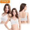 3 Pack Sport Bras For Women Seamless Wire free Bra Light Support Tank Tops For Fitness Workout Sports Yoga Sleep Wearing - WH_WH_WH - L