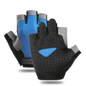 Breathable Fitness Gloves Gym Weightlifting Thin Non-slip Half Finger Cycling Gloves Equipment Yoga Bodybuilding Training Sports Blue Color - XL