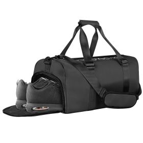 YSSOA Gym Bag for Women and Men, Waterproof Duffel Bag Shoes Compartment, Lightweight Carry, Black, 19 Inch - as Pic