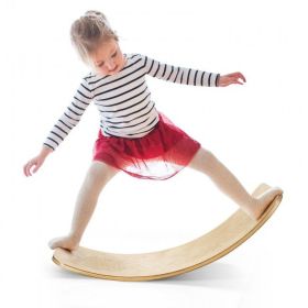 Kids Fitness Toy 12 Inch C Shape Wooden Wobble Balance Board - Natural - 660 lbs- #1