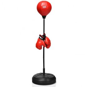 Both Adults And Kids Hand-Eye Coordination Ability Adjustable Height Boxing Punching Bag Stand Set - Red - Exercise & Fitness