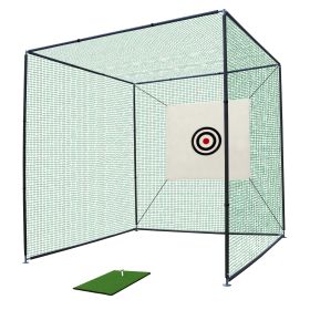 10X10X10FT Golf Practice Net Cage w/ Metal Frame Hitting Net Kit Indoor Outdoor - as Pic