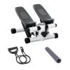 Mini Fitness Stepper, Hydraulic Fitness Stepper with Resistance Bands and Display, Silent Design, Weight Capacity 300LBS, Portable Stepper for Total B