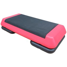 Adjustable Workout Aerobic Stepper in Fitness & Exercise Step Platform Trainer Red Black with 2 Risers - as Pic