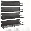 4Pack Strong Magnetic Spice Rack Organizer Fridge Storage Shelf for Jars Seasoning Tins Utensils Space Saver Holder for Refrigerator Microwave - black