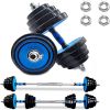 Adjustable Weights Dumbbells Set of 2, 66Lbs 2 in 1 Exercise & Fitness Dumbbells Barbell Set for Men Women - as picture