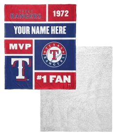 [Personalization Only] OFFICIAL MLB Colorblock Personalized Silk Touch Sherpa Throw Blanket - Rangers