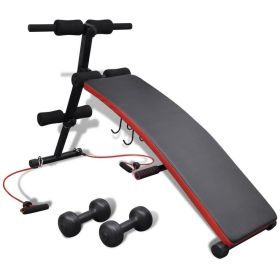 Adjustable Multifunctional Sit Up Bench with 6.6 lb Dumbbells - Black