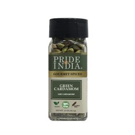 Pride of India – Green Cardamom Whole – Gourmet & Aromatic Spice – Flavoring agent for bakes/teas/drinks & more – Full Bodied Green Pods – 1.6 oz. Sma