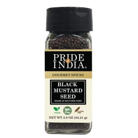 Pride of India | Black Mustard Seed 2.9 oz (82 gm) Small Dual Sifter Bottle | Gourmet & Vegan Indian Spice | Pungent/Spicy Flavor | Dry Seasoning | Gl