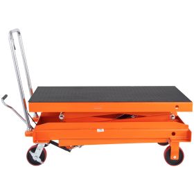 VEVOR Hydraulic Lift Table Cart, 1760lbs Capacity 59" Lifting Height, Manual Double Scissor Lift Table with 4 Wheels and Non-slip Pad