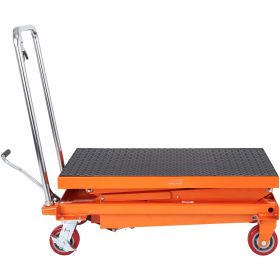 VEVOR Hydraulic Lift Table Cart, 770lbs Capacity 59" Lifting Height, Manual Double Scissor Lift Table with 4 Wheels and Non-slip Pad