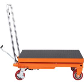 VEVOR Hydraulic Lift Table Cart, 1100lbs Capacity 35.4" Lifting Height, Manual Single Scissor Lift Table with 4 Wheels and Non-slip Pad