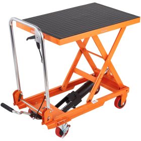 VEVOR Hydraulic Lift Table Cart, 330lbs Capacity 28.5" Lifting Height, Manual Single Scissor Lift Table with 4 Wheels and Non-slip Pad