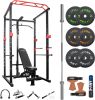 100lb Home Gym sets Multi-functional Power Cage,Home Adjustable Pullup Squat Rack 1000Lbs Capacity Comprehensive Fitness Barbell Rack - As shown