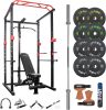 160lb Home Gym sets Multi-functional Power Cage,Home Adjustable Pullup Squat Rack 1000Lbs Capacity Comprehensive Fitness Barbell Rack - As shown