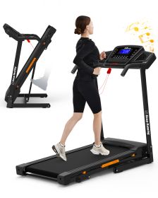 Foldable Treadmill with Incline, Folding Treadmill for Home Electric Treadmill Workout Running Machine, Handrail Controls Speed, Pulse Monitor,APP - a