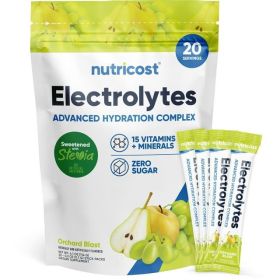 Nutricost Electrolytes Powder Hydration Packets (Orchard Blast, 20 Servings) Low Calorie Keto Electrolytes Sweetened with Stevia - Non-GMO