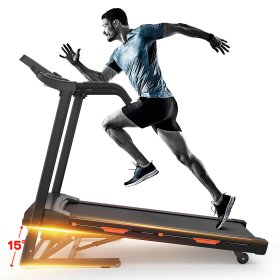 Foldable Treadmill with Incline, Electric Treadmill with Bluetooth Speaker, 3.5HP Powerful Motor, 330LBS Weight Capacity, Fitshow APP Support - as Pic