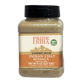 Pride of India | Indian Chat Masala Seasoning Spice 8 oz (226.79 gm) Medium Dual Sifter Jar | Ideal for Savory Dishes | Perfect Seasoning for Drinks/S