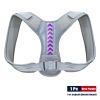 Adjustable Back Shoulder Posture Corrector Belt Clavicle Spine Support Reshape Your Body Home Office Sport Upper Back Neck Brace - Grey Purple - 2XL-w