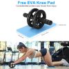 Ab Roller Wheel Fitness Exercise Wheel Roller w/ Knee Pad for Abs Workout Core Strength Exercise Home Gym - Black