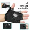 Breathable Fitness Gloves Gym Weightlifting Thin Non-slip Half Finger Cycling Gloves Equipment Yoga Bodybuilding Training Sports Blue Color - L