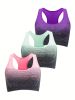 1pc/2pcs/3pcsMedium Support Two Tone Racer Back Sports Bra, Fitness Workout Running Yoga Bra - Purple - XL(12)