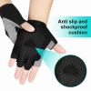 Breathable Fitness Gloves Gym Weightlifting Thin Non-slip Half Finger Cycling Gloves Equipment Yoga Bodybuilding Training Sports Black Color - L