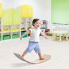 Kids Fitness Toy 12 Inch C Shape Wooden Wobble Balance Board - Natural - 485 lbs