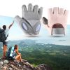 1 Pair Training Gloves Non-slip Fingerless Palm Protector Unisex Sweat-wicking Ridding Gloves for Outdoor Sports - Grey - S