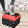 Height-Adjustable Step Aerobics Platform Fitness Equipment Stepper Trainer Exercise Step Platform with 4 Riser Red - as Pic