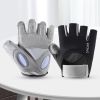 1 Pair Training Gloves Non-slip Fingerless Palm Protector Unisex Sweat-wicking Ridding Gloves for Outdoor Sports - Grey - L