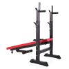 Adjustable Folding Multifunctional Workout Station Adjustable Workout Bench with Squat Rack - balck red - as Pic