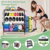 Yoga mat holder, yoga mat storage rack, home gym storage strap hook and wheels black - as picture