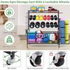 Yoga mat holder, yoga mat storage rack, home gym storage strap hook and wheels black - as picture