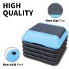 Height-Adjustable Step Aerobics Platform Fitness Equipment Stepper Trainer Exercise Step Platform with 4 Riser Blue - as Pic